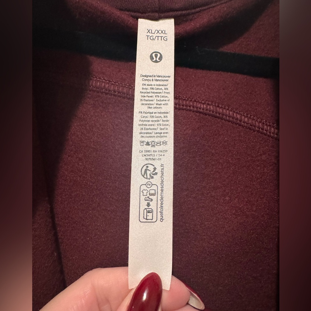 Auth. ✅ Lululemon Oversized Full Zip Scuba in “Garnet” Size XL/XXL ❤️💜 - Picture 4 of 10